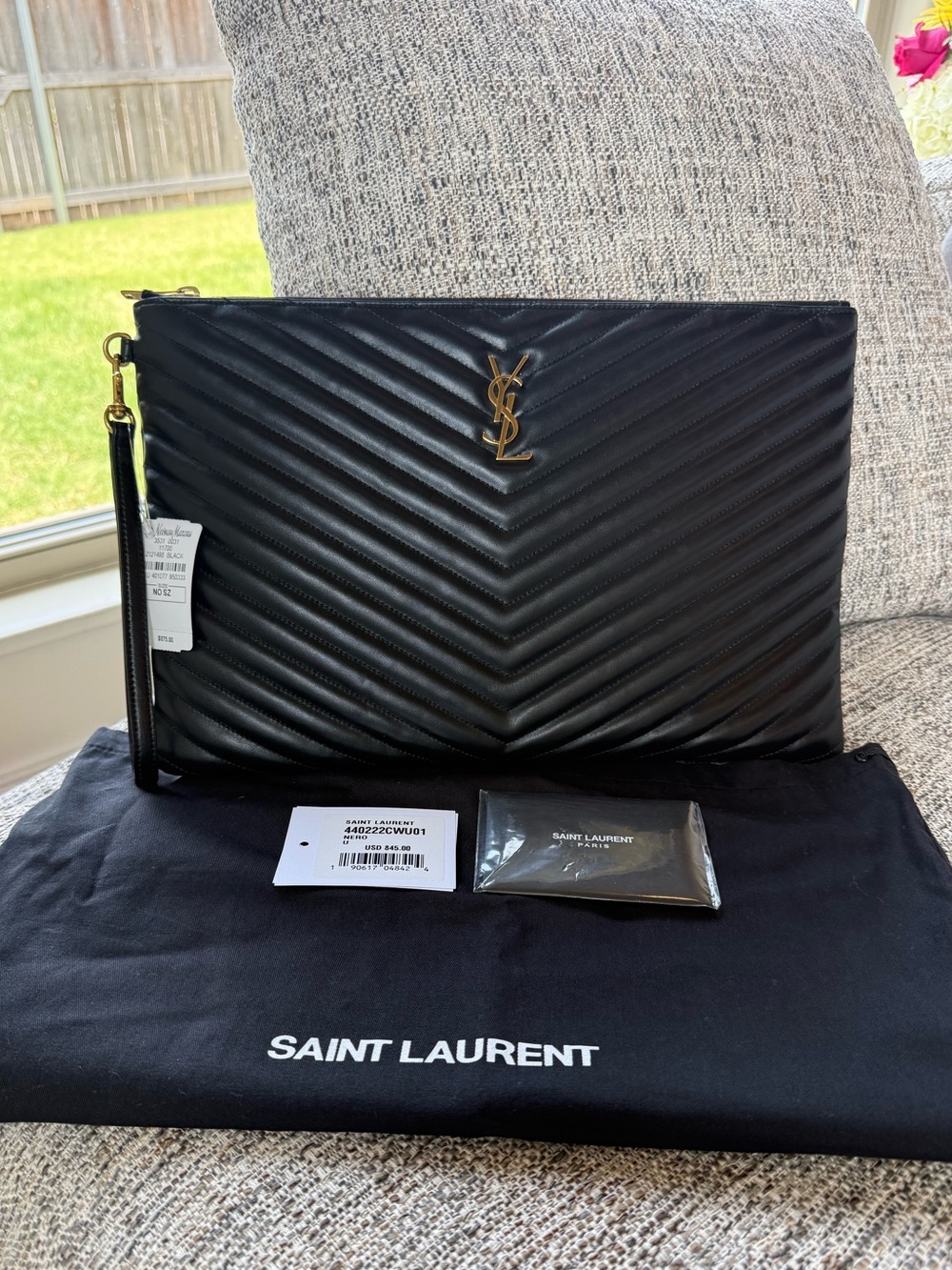 Cassandre YSL Monogram Large Pouch in Smooth Leather